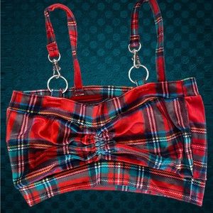 Handmade Upcycled Vintage Plaid Velvet Crop Top - The Modern Vagabond